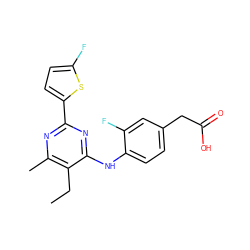 CCc1c(C)nc(-c2ccc(F)s2)nc1Nc1ccc(CC(=O)O)cc1F ZINC000034805629