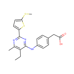 CCc1c(C)nc(-c2ccc(SC)s2)nc1Nc1ccc(CC(=O)O)cc1 ZINC000071295005