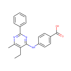 CCc1c(C)nc(-c2ccccc2)nc1Nc1ccc(C(=O)O)cc1 ZINC000070452759