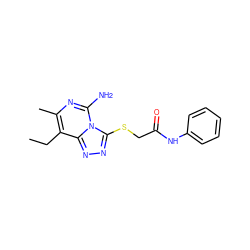 CCc1c(C)nc(N)n2c(SCC(=O)Nc3ccccc3)nnc12 ZINC000001331337