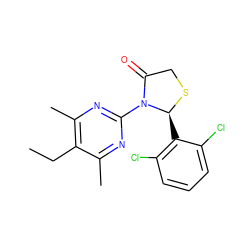 CCc1c(C)nc(N2C(=O)CS[C@H]2c2c(Cl)cccc2Cl)nc1C ZINC000040976183