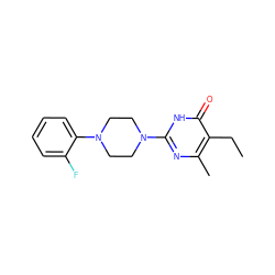 CCc1c(C)nc(N2CCN(c3ccccc3F)CC2)[nH]c1=O ZINC000013119483