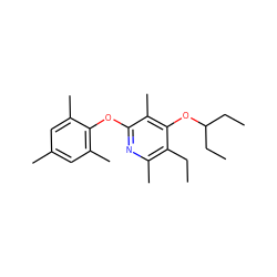 CCc1c(C)nc(Oc2c(C)cc(C)cc2C)c(C)c1OC(CC)CC ZINC000014974982