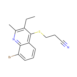 CCc1c(C)nc2c(Br)cccc2c1SCCC#N ZINC000002339233