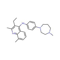 CCc1c(C)nc2c(C)cccc2c1Nc1ccc(N2CCCN(C)CC2)cc1 ZINC000034801087