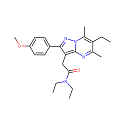 CCc1c(C)nc2c(CC(=O)N(CC)CC)c(-c3ccc(OC)cc3)nn2c1C ZINC000095586028