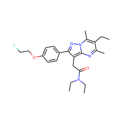 CCc1c(C)nc2c(CC(=O)N(CC)CC)c(-c3ccc(OCCF)cc3)nn2c1C ZINC000095589632