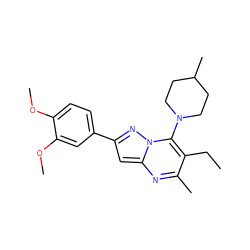 CCc1c(C)nc2cc(-c3ccc(OC)c(OC)c3)nn2c1N1CCC(C)CC1 ZINC000001341074