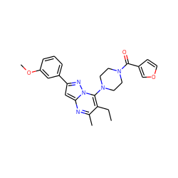 CCc1c(C)nc2cc(-c3cccc(OC)c3)nn2c1N1CCN(C(=O)c2ccoc2)CC1 ZINC000095570614