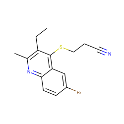 CCc1c(C)nc2ccc(Br)cc2c1SCCC#N ZINC000017353878