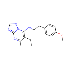 CCc1c(C)nc2ncnn2c1NCCc1ccc(OC)cc1 ZINC000004898059