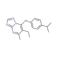 CCc1c(C)nc2ncnn2c1Nc1ccc(C(C)C)cc1 ZINC000015785760