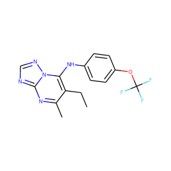 CCc1c(C)nc2ncnn2c1Nc1ccc(OC(F)(F)F)cc1 ZINC000021093230