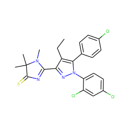 CCc1c(C2=NC(=S)C(C)(C)N2C)nn(-c2ccc(Cl)cc2Cl)c1-c1ccc(Cl)cc1 ZINC000040973972