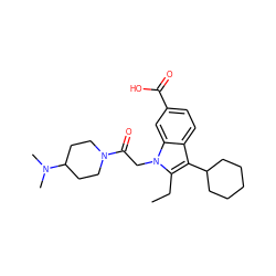 CCc1c(C2CCCCC2)c2ccc(C(=O)O)cc2n1CC(=O)N1CCC(N(C)C)CC1 ZINC000013646660