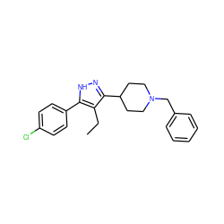 CCc1c(C2CCN(Cc3ccccc3)CC2)n[nH]c1-c1ccc(Cl)cc1 ZINC000013763881