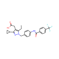 CCc1c(CC(=O)O)c(C2CC2)nn1Cc1ccc(NC(=O)c2ccc(C(F)(F)F)cc2)cc1 ZINC000095576446