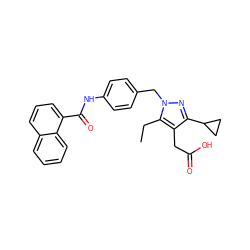 CCc1c(CC(=O)O)c(C2CC2)nn1Cc1ccc(NC(=O)c2cccc3ccccc23)cc1 ZINC000168907783