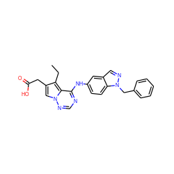 CCc1c(CC(=O)O)cn2ncnc(Nc3ccc4c(cnn4Cc4ccccc4)c3)c12 ZINC000014954094