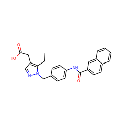 CCc1c(CC(=O)O)cnn1Cc1ccc(NC(=O)c2ccc3ccccc3c2)cc1 ZINC000168910121