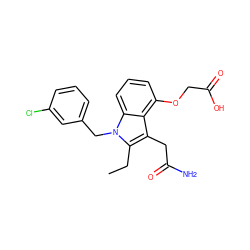 CCc1c(CC(N)=O)c2c(OCC(=O)O)cccc2n1Cc1cccc(Cl)c1 ZINC000013445862