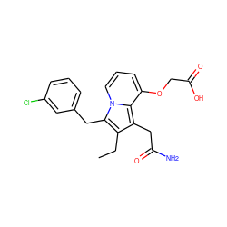 CCc1c(CC(N)=O)c2c(OCC(=O)O)cccn2c1Cc1cccc(Cl)c1 ZINC000013758438