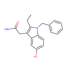 CCc1c(CC(N)=O)c2cc(O)ccc2n1Cc1ccccc1 ZINC000013445733