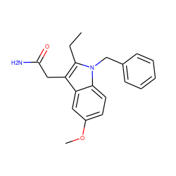 CCc1c(CC(N)=O)c2cc(OC)ccc2n1Cc1ccccc1 ZINC000013446025