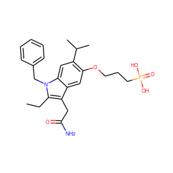 CCc1c(CC(N)=O)c2cc(OCCCP(=O)(O)O)c(C(C)C)cc2n1Cc1ccccc1 ZINC000013446181