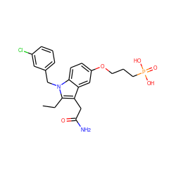 CCc1c(CC(N)=O)c2cc(OCCCP(=O)(O)O)ccc2n1Cc1cccc(Cl)c1 ZINC000013445975