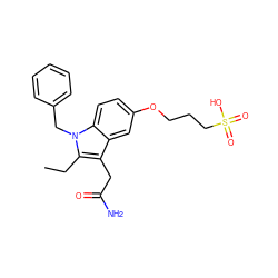 CCc1c(CC(N)=O)c2cc(OCCCS(=O)(=O)O)ccc2n1Cc1ccccc1 ZINC000013446004