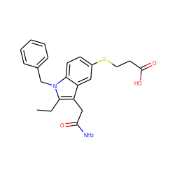 CCc1c(CC(N)=O)c2cc(SCCC(=O)O)ccc2n1Cc1ccccc1 ZINC000013446164