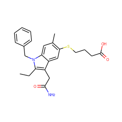 CCc1c(CC(N)=O)c2cc(SCCCC(=O)O)c(C)cc2n1Cc1ccccc1 ZINC000013446170