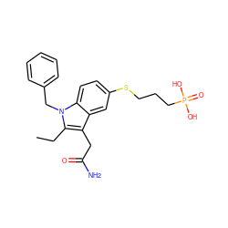 CCc1c(CC(N)=O)c2cc(SCCCP(=O)(O)O)ccc2n1Cc1ccccc1 ZINC000013605129