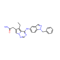 CCc1c(CC(N)=O)cn2ncnc(Nc3ccc4c(cnn4Cc4ccccc4)c3)c12 ZINC000014954090