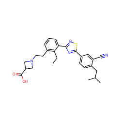 CCc1c(CCN2CC(C(=O)O)C2)cccc1-c1nsc(-c2ccc(CC(C)C)c(C#N)c2)n1 ZINC000084688806