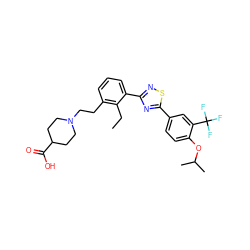 CCc1c(CCN2CCC(C(=O)O)CC2)cccc1-c1nsc(-c2ccc(OC(C)C)c(C(F)(F)F)c2)n1 ZINC000084688161