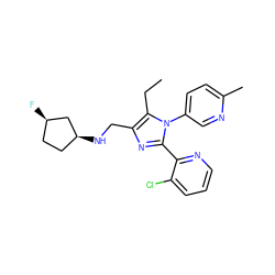 CCc1c(CN[C@H]2CC[C@@H](F)C2)nc(-c2ncccc2Cl)n1-c1ccc(C)nc1 ZINC000043010035