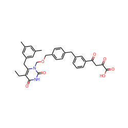 CCc1c(Cc2cc(C)cc(C)c2)n(COCc2ccc(Cc3cccc(C(=O)CC(=O)C(=O)O)c3)cc2)c(=O)[nH]c1=O ZINC000101745062