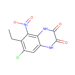 CCc1c(Cl)cc2[nH]c(=O)c(=O)[nH]c2c1[N+](=O)[O-] ZINC000013761199