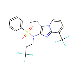 CCc1c(N(CCC(F)(F)F)S(=O)(=O)c2ccccc2)nc2c(C(F)(F)F)cccn12 ZINC000167651198