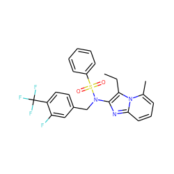 CCc1c(N(Cc2ccc(C(F)(F)F)c(F)c2)S(=O)(=O)c2ccccc2)nc2cccc(C)n12 ZINC000167646999