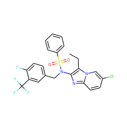 CCc1c(N(Cc2ccc(F)c(C(F)(F)F)c2)S(=O)(=O)c2ccccc2)nc2ccc(Cl)cn12 ZINC000167646368