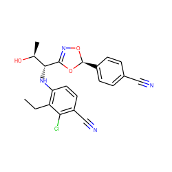 CCc1c(N[C@@H](C2=NO[C@@H](c3ccc(C#N)cc3)O2)[C@H](C)O)ccc(C#N)c1Cl ZINC000169700273