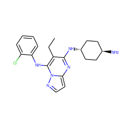 CCc1c(N[C@H]2CC[C@H](N)CC2)nc2ccnn2c1Nc1ccccc1Cl ZINC000254091793