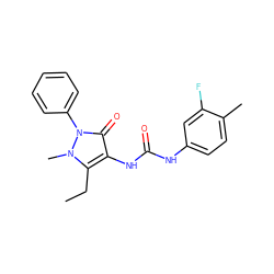 CCc1c(NC(=O)Nc2ccc(C)c(F)c2)c(=O)n(-c2ccccc2)n1C ZINC000038157797