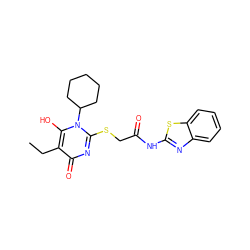 CCc1c(O)n(C2CCCCC2)c(SCC(=O)Nc2nc3ccccc3s2)nc1=O ZINC000100492761