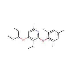 CCc1c(OC(CC)CC)cc(C)nc1Oc1c(C)cc(C)cc1C ZINC000001543679