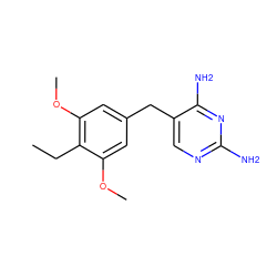 CCc1c(OC)cc(Cc2cnc(N)nc2N)cc1OC ZINC000028007482