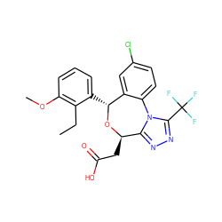 CCc1c(OC)cccc1[C@H]1O[C@H](CC(=O)O)c2nnc(C(F)(F)F)n2-c2ccc(Cl)cc21 ZINC000096285782